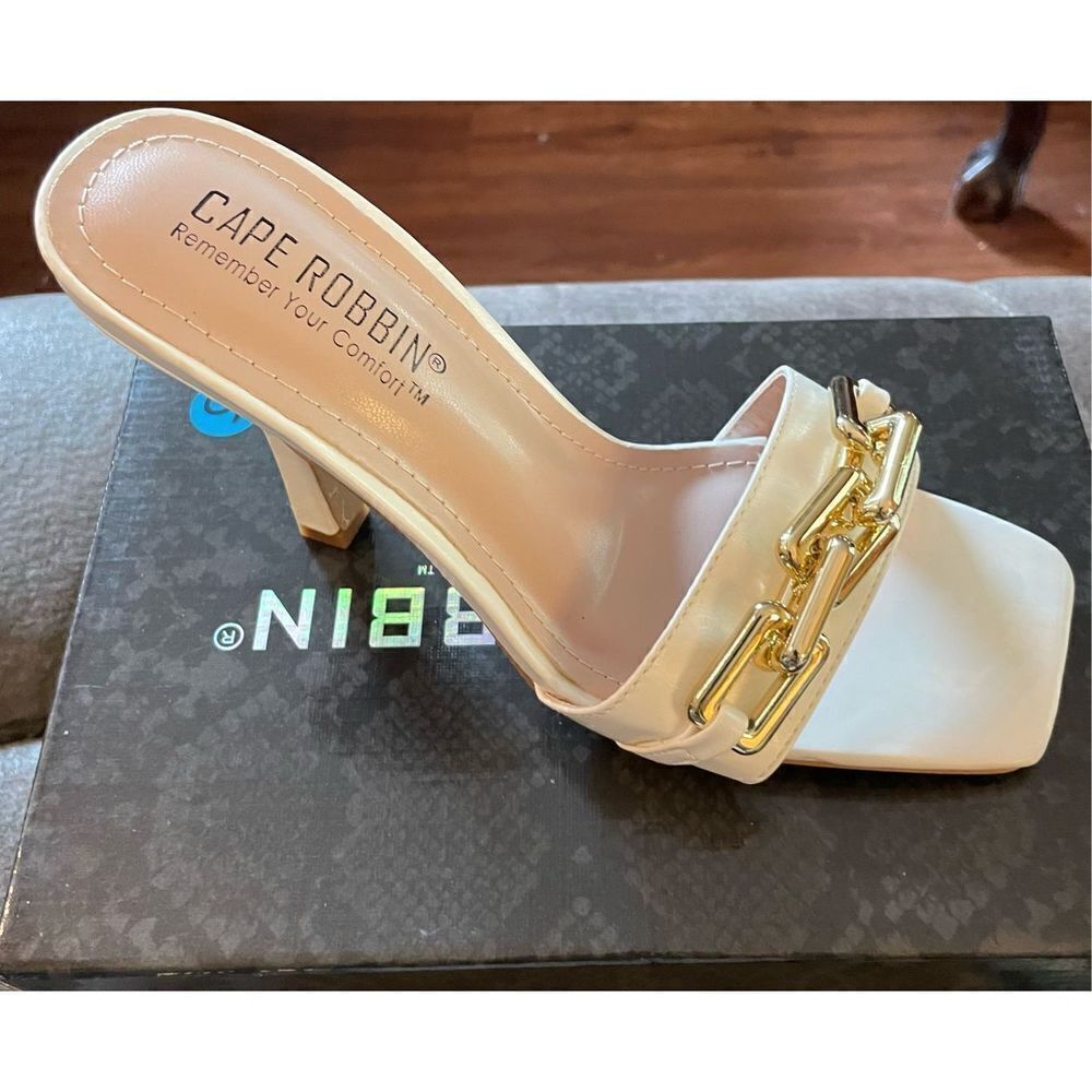 Sandals Mules High Heel Ladies Womens Shoes Party Chain Summer Slip On Size 6